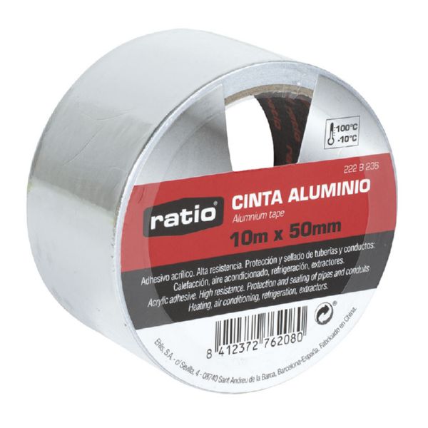 Cinta de aluminio con adhesivo acrílico 50mm 10mt